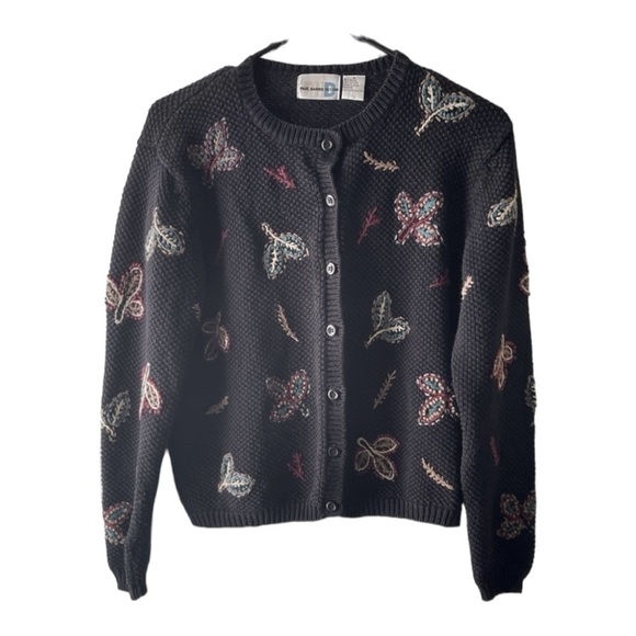 𝅺Paul Harris Design Embroidered Floral Leaf Sweater size M - Picture 1 of 6